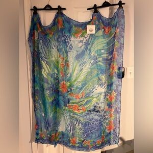 NWT GOTTEX Heritage Silk Multiway Swimsuit Cover Up Long Pareo Wrap Sarong O/S